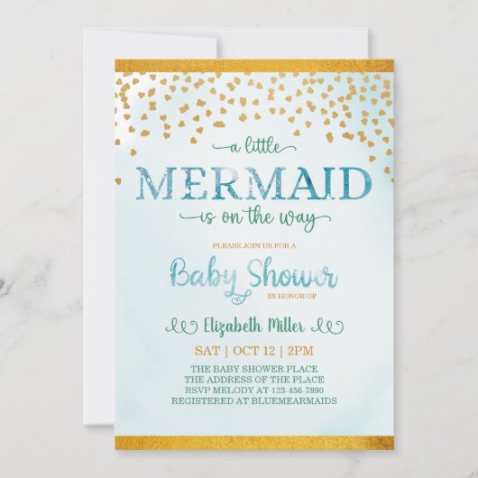 Een beetje zeemeermin is onderweg Baby shower Kaart (Voorkant)