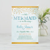 Een beetje zeemeermin is onderweg Baby shower Kaart (Staand voorkant)