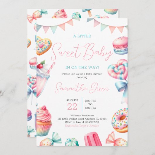 Een beetje zoet Baby shower Kaart (Voorkant / Achterkant)