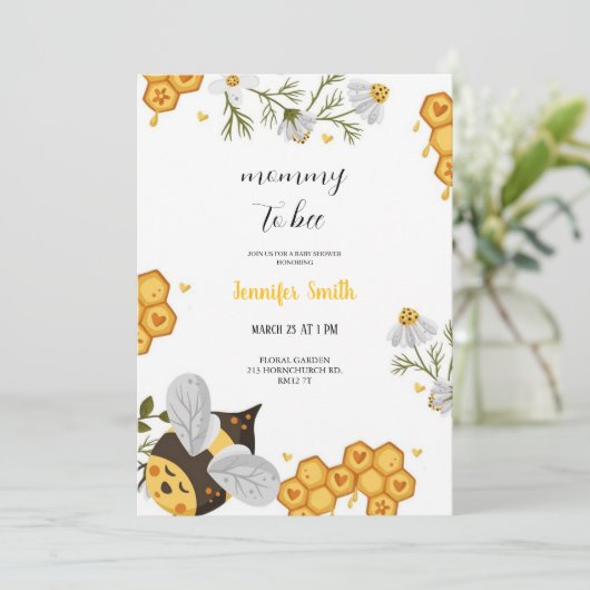een beetje zoete honing babyshower Uitnodiging (Staand voorkant)