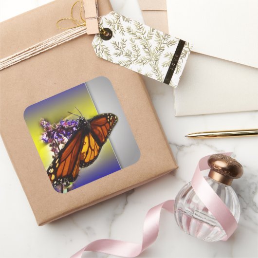 Een beetje zoete vlinder vierkante sticker (Geschenken)