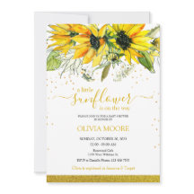 Een beetje zonnebloem baby shower uitnodiging