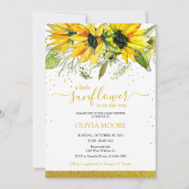 Een beetje zonnebloem baby shower uitnodiging