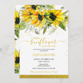 Een beetje zonnebloem baby shower uitnodiging (Voorkant / Achterkant)