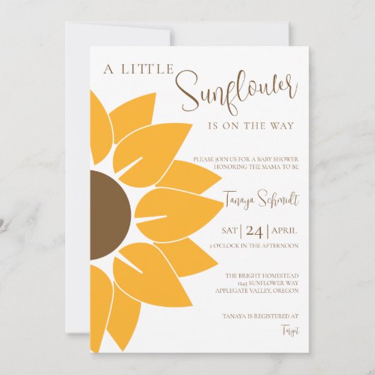 Een beetje zonnebloem is onderweg kaart (Voorkant)