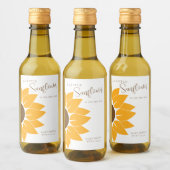 Een beetje zonnebloem is op de weg mini wijnlabel wijn etiket (Flessen)