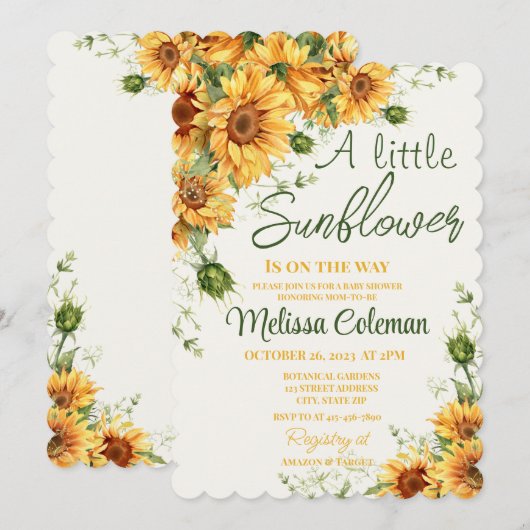 Een beetje zonnebloem is op weg naar het Baby show Kaart (Voorkant / Achterkant)