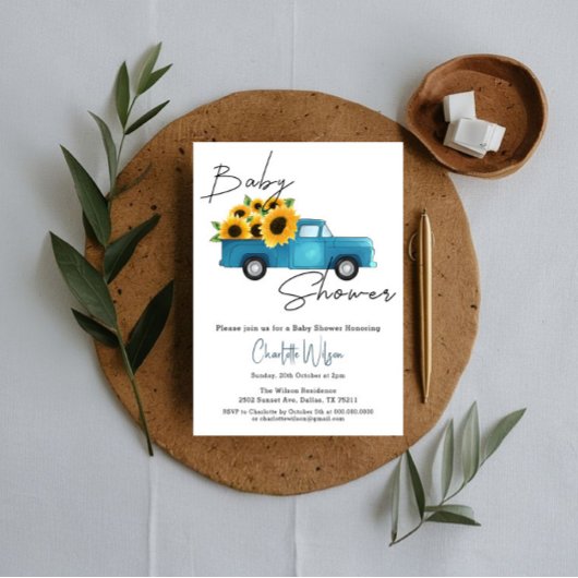 Een beetje zonnebloem is op weg naar het Baby show Kaart