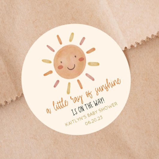 Een beetje zonnegeel Baby shower Ronde Sticker