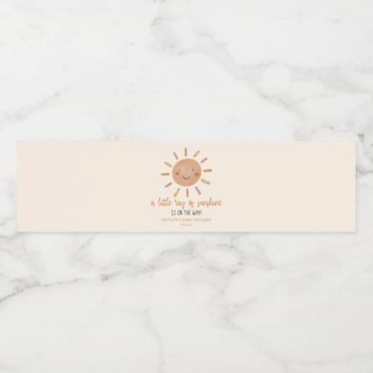 Een beetje zonnegeel Baby shower Waterfles Etiket (Enkel label)