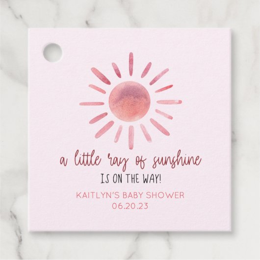 Een beetje zonneroze zonneroze Baby shower Bedankjes Labels (Voorkant)