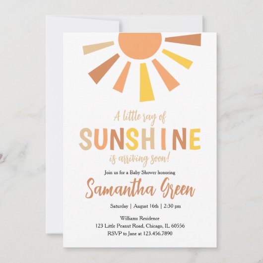 Een beetje zonnestraal Baby shower Kaart (Voorkant)
