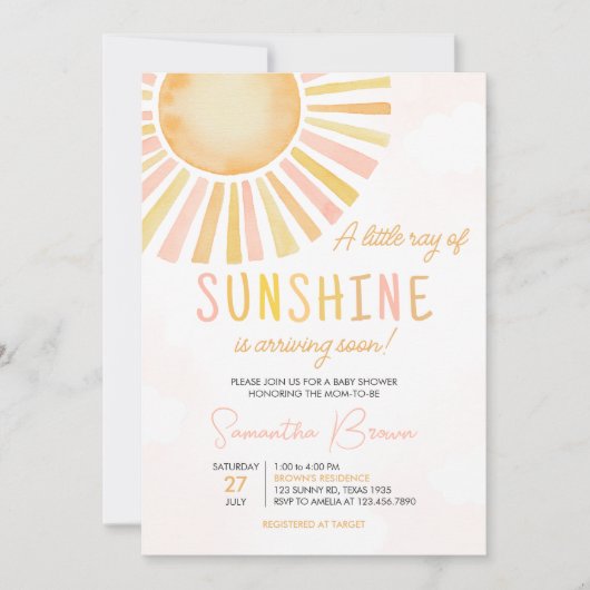 Een beetje zonnestraal Baby shower Kaart (Voorkant)