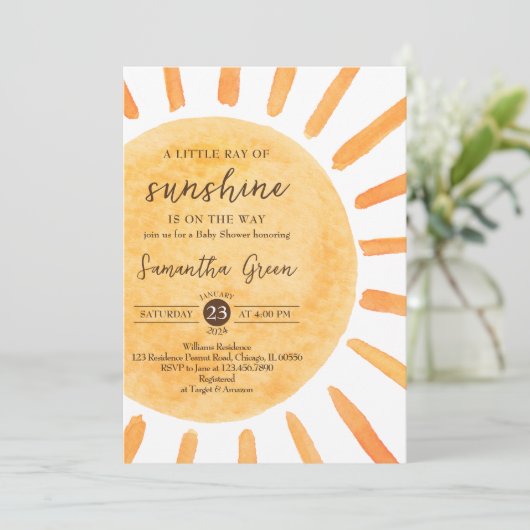 Een beetje zonnestraal Baby shower Kaart (Staand voorkant)