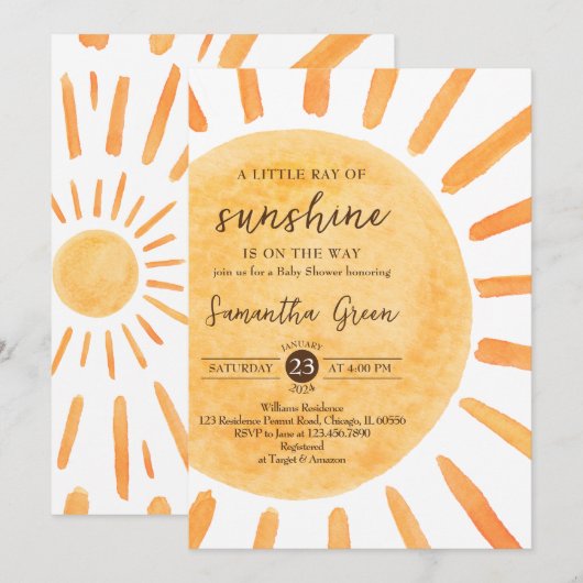 Een beetje zonnestraal Baby shower Kaart (Voorkant / Achterkant)