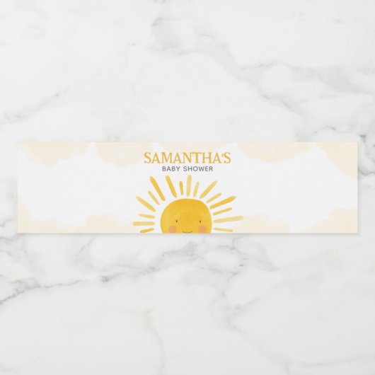 Een beetje zonnestraal Baby shower Waterfles Etiket (Enkel label)
