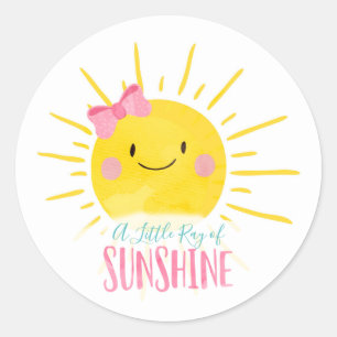 Een beetje zonnestraal Roze strik zon bovenstuk fa Ronde Sticker
