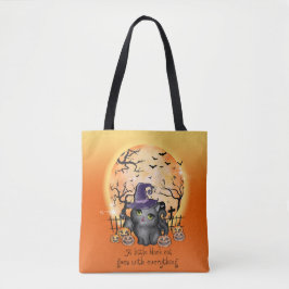 EEN BEETJE ZWART KAT MET ALLE HALLOEEN TOTE BAG