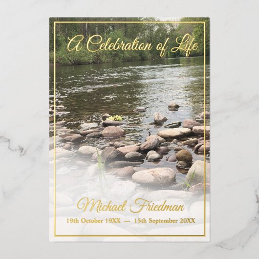 Een begrafenismonument 'Viering van het leven' Joo Folie Uitnodiging (Voorkant)