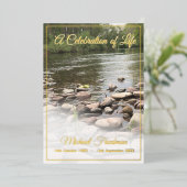 Een begrafenismonument 'Viering van het leven' Joo Folie Uitnodiging (Staand Voorkant)