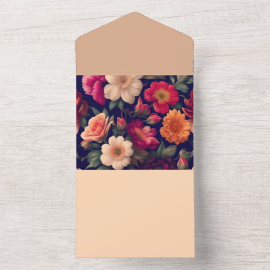 Een behang met een bloemmotief all in one uitnodiging (Binnen)