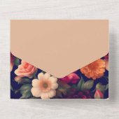 Een behang met een bloemmotief all in one uitnodiging (Achterkant)