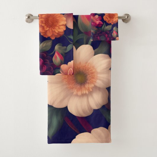 Een behang met een bloemmotief bad handdoek (Insitu)