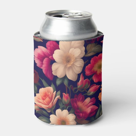 Een behang met een bloemmotief blikjeskoeler (Blikje Voorkant)