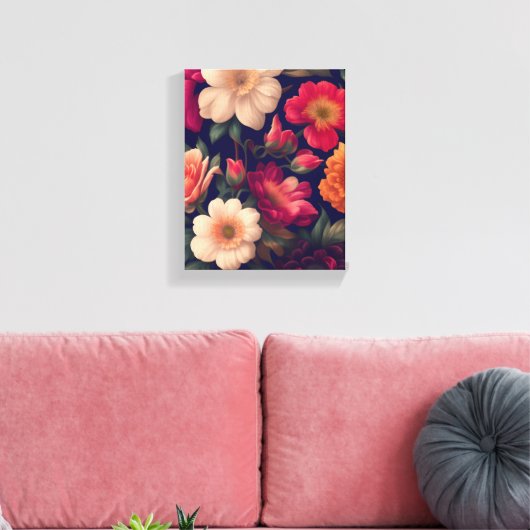 Een behang met een bloemmotief canvas afdruk (Insitu (Woonkamer))