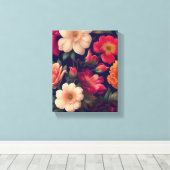 Een behang met een bloemmotief canvas afdruk (Insitu (Houten vloer))