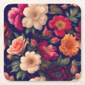 Een behang met een bloemmotief kartonnen onderzetters (Voorkant)