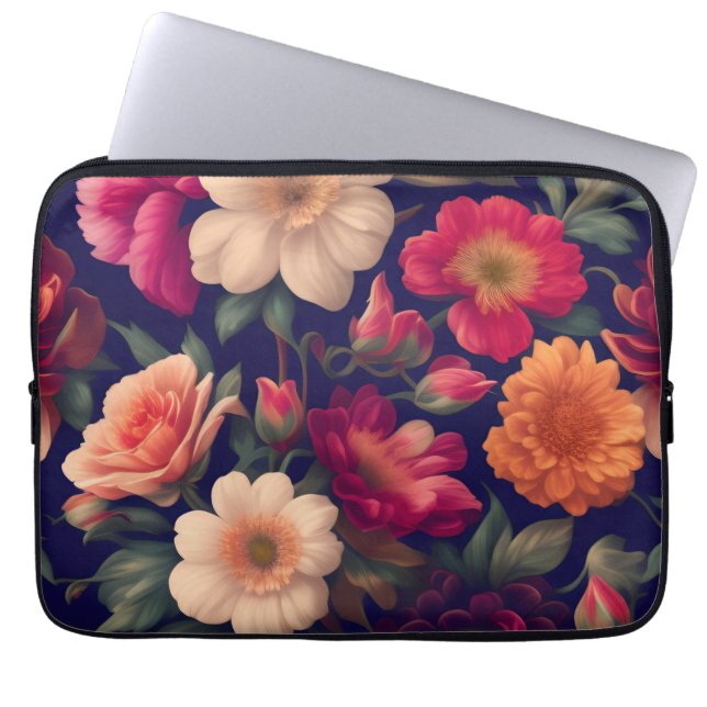 Een behang met een bloemmotief laptop sleeve (Voorkant)