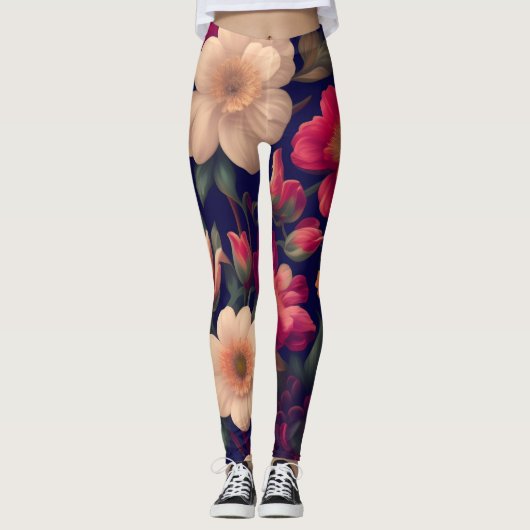 Een behang met een bloemmotief leggings (Voorkant)