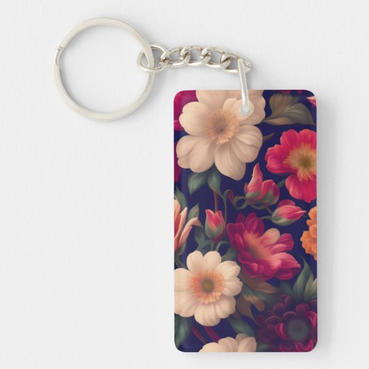Een behang met een bloemmotief sleutelhanger (Voorkant)