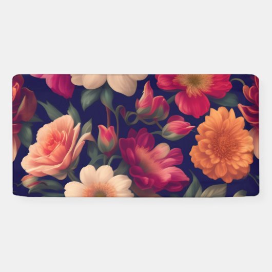 Een behang met een bloemmotief spandoek (Horizontaal)