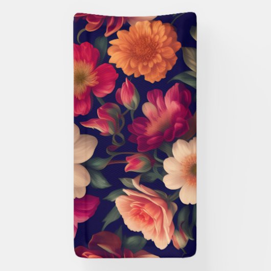 Een behang met een bloemmotief spandoek (Verticaal)