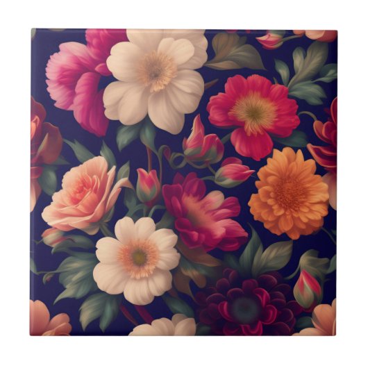 Een behang met een bloemmotief tegeltje (Voorkant)