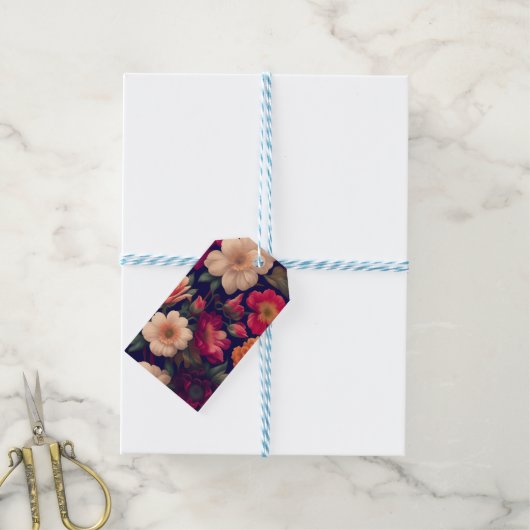 Een behang met een bloempatroon cadeaulabel (Met Touw)