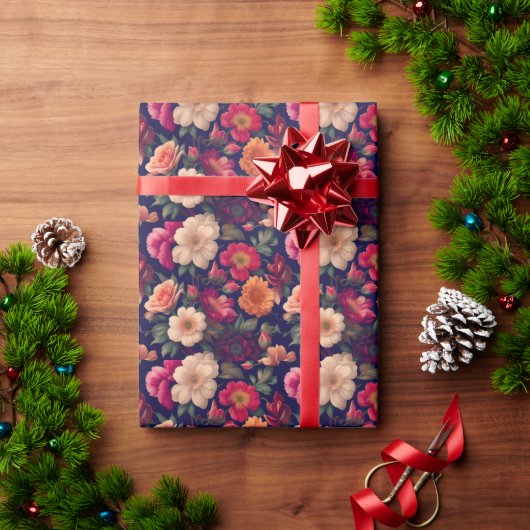 Een behang met een bloempatroon cadeaupapier (Feestdagen Geschenken)