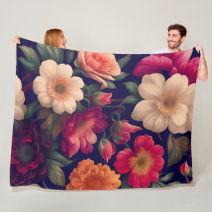 Een behang met een bloempatroon fleece deken