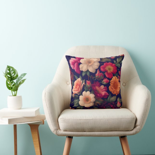 Een behang met een bloempatroon  kussen (Stoel)