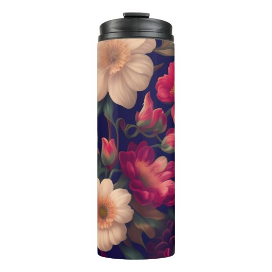 Een behang met een bloempatroon thermosbeker (Voorkant)