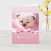 Een bek, Siamese Kitten, vriendjesaanmoediging nod Kaart (Gele Bloem)