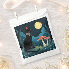 Een bekende zwarte kat en paddestoelen Halloween 1 Bedankzakje