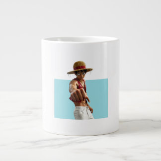 Een beker met anime erin  grote koffiekop