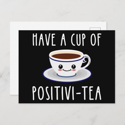 Een beker met positieve thee briefkaart (Voorkant / Achterkant)