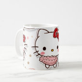 Een beker ontworpen met een leuk kat koffiemok (Voorkant links)