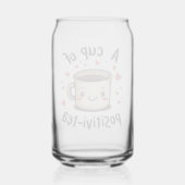 Een Beker Positivi-Thee Grappige Lieve Thee Liefhe Blikvorm Glas (Voorkant)