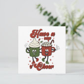 Een beker van Cheer Retro-kerstcacao en koffie Kaart (Staand voorkant)