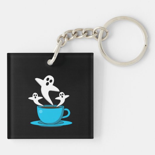Een beker van een keukenkoffie sleutelhanger (Achterkant)